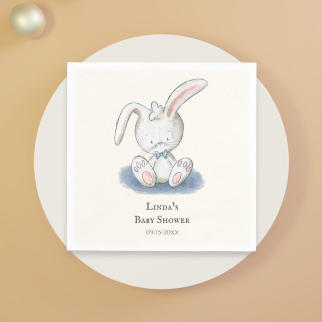 Cute Rabbit Boy Baby Shower Napkin (Creator Uploaded)