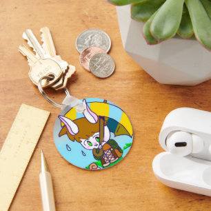 cute rabbit boy key ring