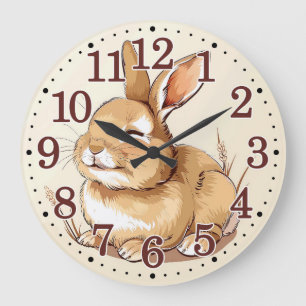 Cute Rabbit Bunny Animals Kids Room Nursery Large Clock