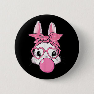 Cute Rabbit Bunny Blowing Bubble Gum Easter Day 6 Cm Round Badge