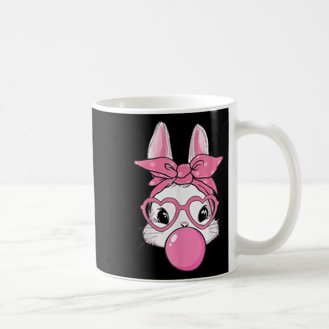 Cute Rabbit Bunny Blowing Bubble Gum Easter Day  Coffee Mug (Right)