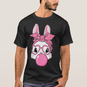Cute Rabbit Bunny Blowing Bubble Gum Easter Day T-Shirt