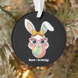 Cute Rabbit Bunny Blowing Bubble Gum Happy Easter Ornament
