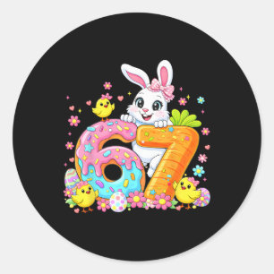 Cute Rabbit Bunny Ice Cream Floral Easter Women Gi Classic Round Sticker