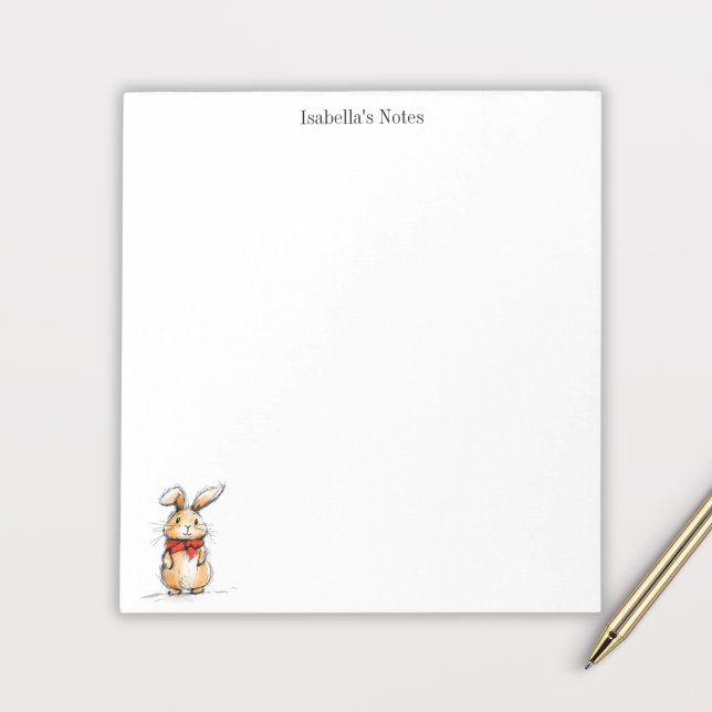Cute Rabbit Bunny Illustration Personalised Notepad (Creator Uploaded)