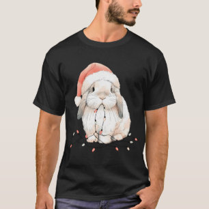 Cute Rabbit Bunny Lop Chew Christmas Light Xmas T-Shirt