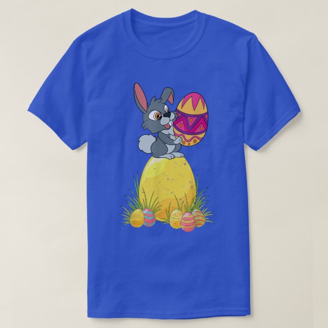 Cute Rabbit Bunny Lover Easter Day Easter Eggs Hap T-Shirt (Design Front)