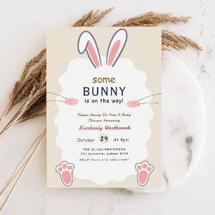 Cute Rabbit Bunny on the Way Baby Shower Invitation