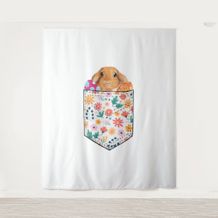 Cute Rabbit Bunny Pet Easter Eggs In Pocket Easter Tapestry