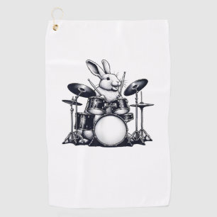 Cute Rabbit Bunny Playing Drums Rabbits Drummer Mu Golf Towel