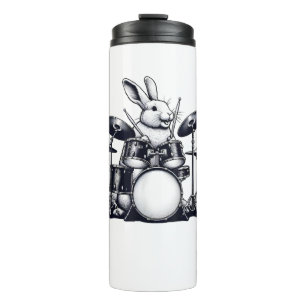 Cute Rabbit Bunny Playing Drums Rabbits Drummer Mu Thermal Tumbler