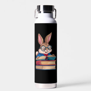 Cute Rabbit Bunny Reading Books Easter Water Bottle