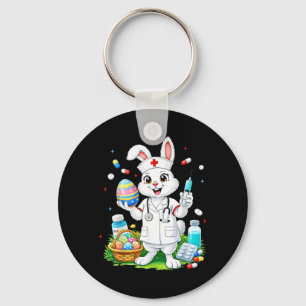 Cute Rabbit Bunny RN CNA ICU Easter Nurse Men Key Ring