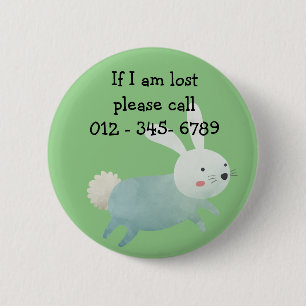 Cute rabbit,  Child Emergency Contact 6 Cm Round Badge