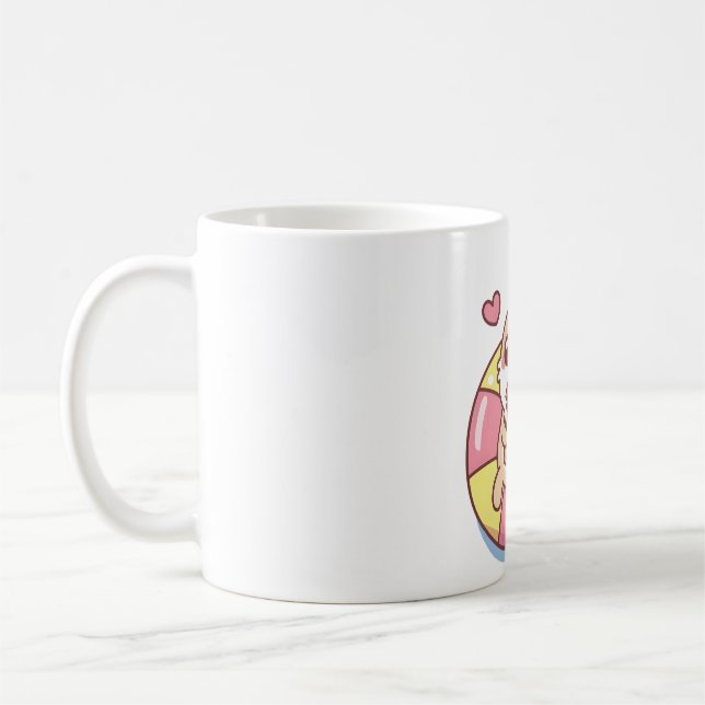 Cute Rabbit Chilling On Pool Float Summer Vibes Coffee Mug (Left)