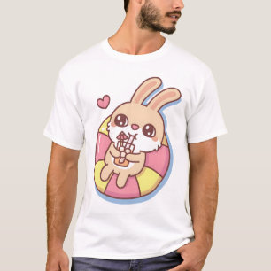 Cute Rabbit Chilling On Pool Float Summer Vibes T-Shirt