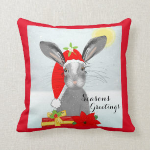 Cute Rabbit Christmas Holiday Decor Cushion