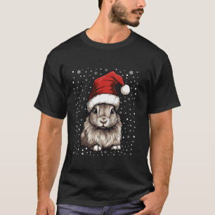 Cute Rabbit Christmas Lights Santa Hat Xmas Pajama T-Shirt