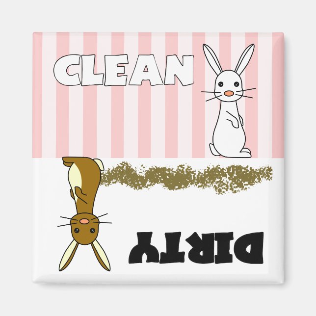 Cute Rabbit Clean / Dirty Dishwasher Magnet (Front)