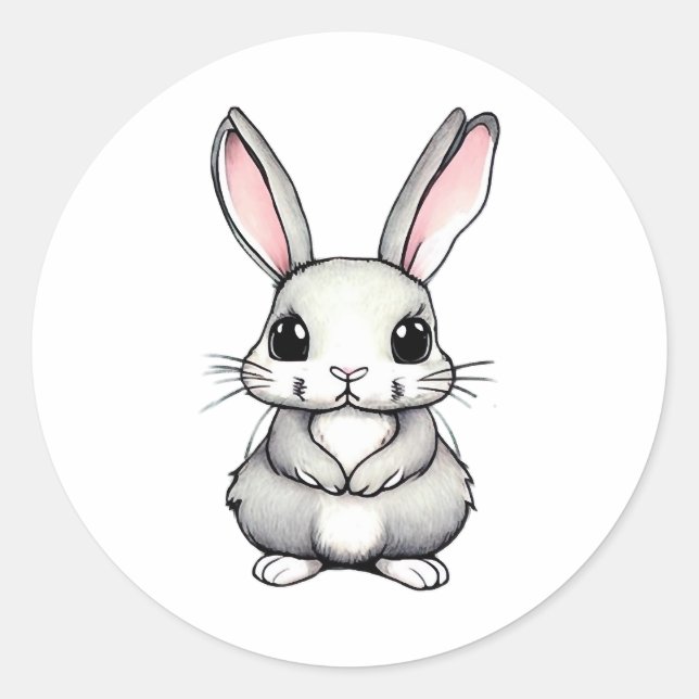 Cute rabbit design classic round sticker (Front)