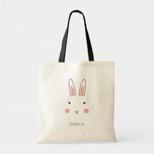 Cute Rabbit Face Custom Name Tote Bag