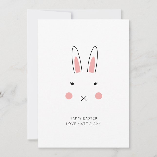 Cute Rabbit Face Easter Card (Front)