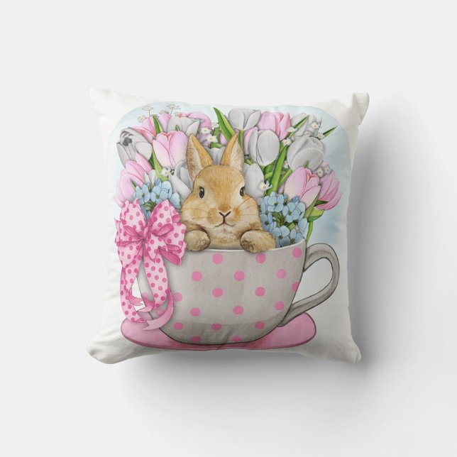 Cute Rabbit Flower Pot  Cushion (Easter Sunday Throw Pillow!)