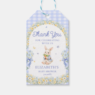 Cute Rabbit Gingham Baby Shower Thank You Gift Tag