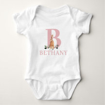 Cute Rabbit | Girl First Birthday with Name Baby B