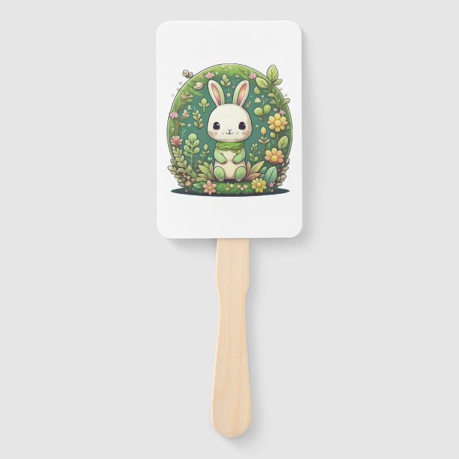 Cute rabbit  hand fan (Front)