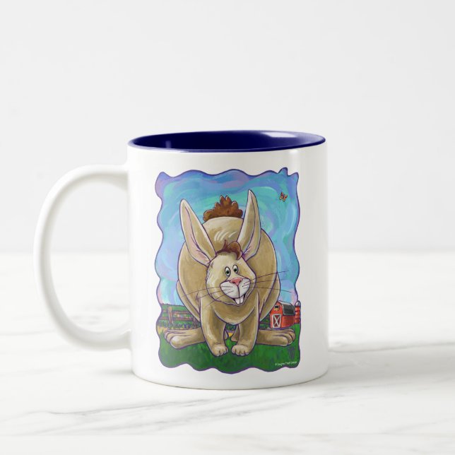 Cute Rabbit Heads and Tails Two-Tone Coffee Mug (Left)