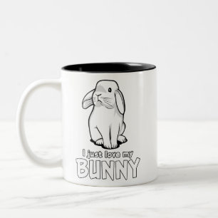 Cute Rabbit I Just Love My Bunny Two-Tone Coffee Mug
