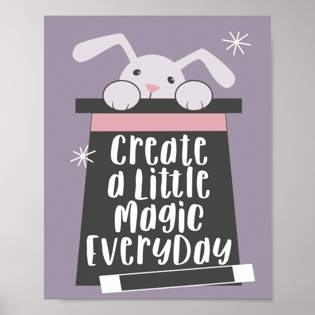 Cute Rabbit Inspirational Quote Girls Nursery Room Poster (Front)