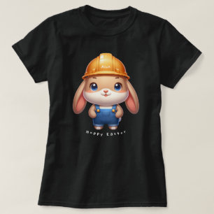 Cute Rabbit Lawyer Hoppy Easter Custom Name Black T-Shirt