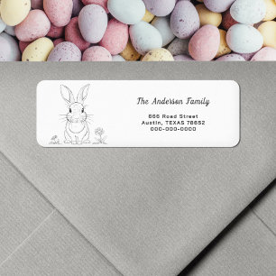 Cute Rabbit Line Art Return Address Label