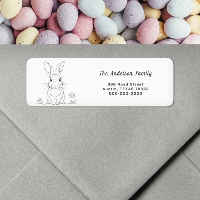 Cute Rabbit Line Art Return Address Label (Cute Rabbit Line Art Return Address Label)