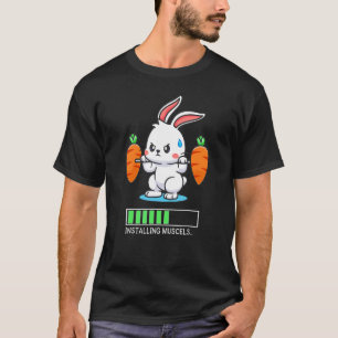 Cute Rabbit Loading Bar Fitness Strength Training T-Shirt