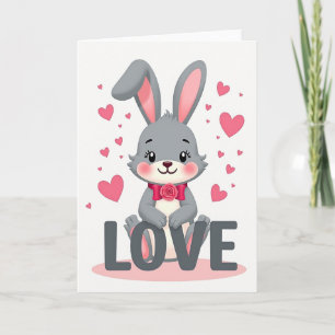 Cute Rabbit Love Hearts Card