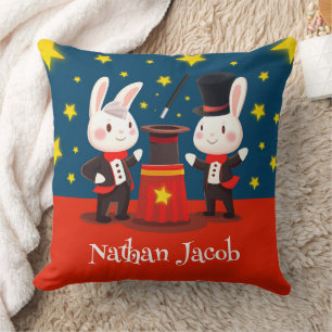 Cute Rabbit Magicians on Stage Magical Cushion