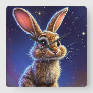 🐰 Cute Rabbit Nursery Room Decor Gift ✨ Square Wall Clock