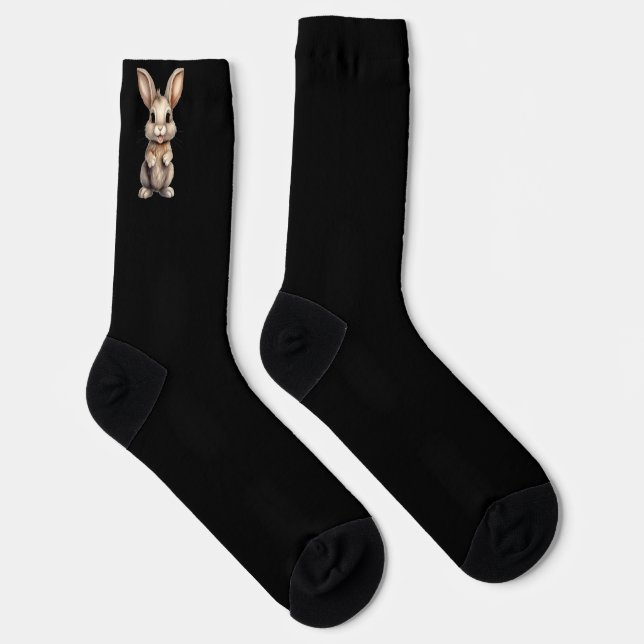 Cute rabbit on black socks (Right)