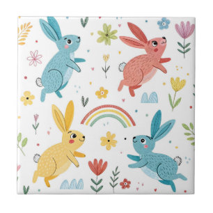 Cute Rabbit Pattern Ceramic Tile