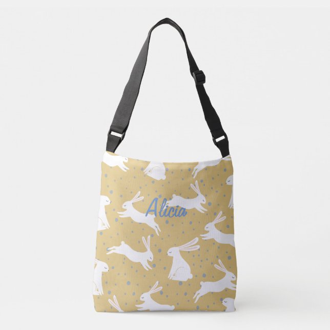 Cute Rabbit Pattern Design - Customisable Crossbody Bag (Front)