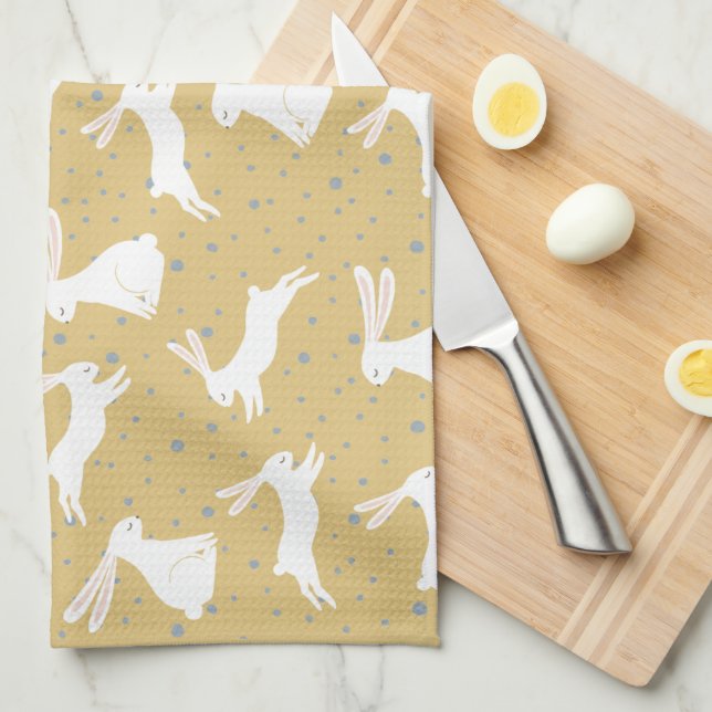 Cute Rabbit Pattern Design Tea Towel (Quarter Fold)