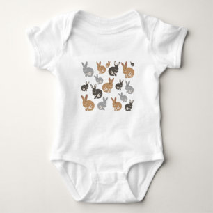 Cute Rabbit Pattern Neutral Colours Baby Bodysuit