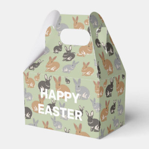 Cute Rabbit Pattern Neutral Colours Happy Easter Favour Box