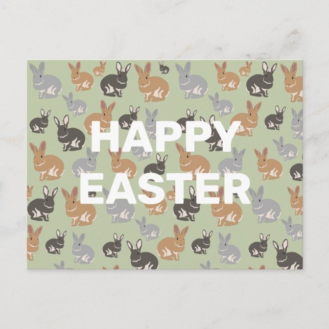 Cute Rabbit Pattern Neutral Colours Happy Easter Holiday Postcard (Front)