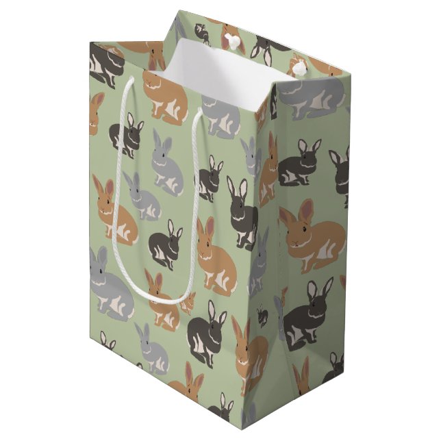 Cute Rabbit Pattern Neutral Colours  Medium Gift Bag (Front Angled)