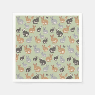 Cute Rabbit Pattern Neutral Colours Napkin