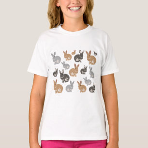 Cute Rabbit Pattern Neutral Colours T-Shirt